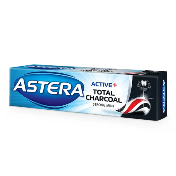 ASTERA ACTIVE TOTAL CHARCOAL Паста за зъби с активен въглен, 110 мл. ASTERA ACTIVE TOTAL CHARCOAL Паста за зъби с активен въглен, 110 мл.