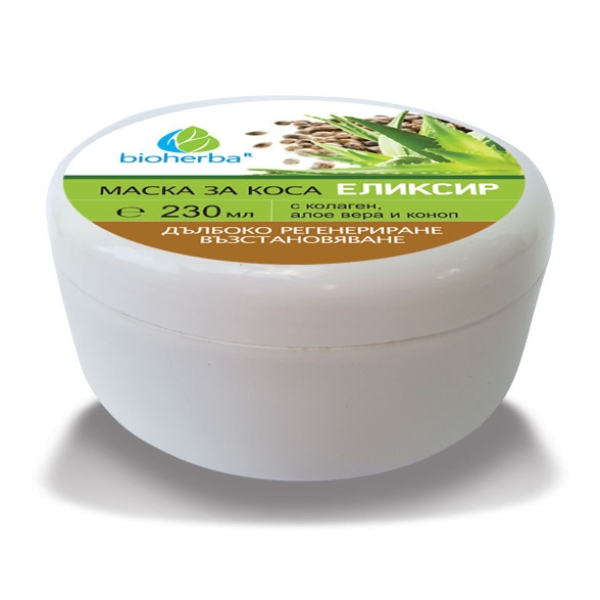 BIOHERBA Маска за коса с колаген, алое вера и коноп 230мл.