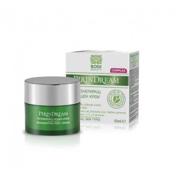 BODI BEAUTY Pirin Dream Нощен регенериращ крем за лице с Ябълкови стволови клетки, 50 мл