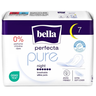 BELLA PERFECTA PURE NORMAL Нощни дамски превръзки с крилца, 7 бр.
