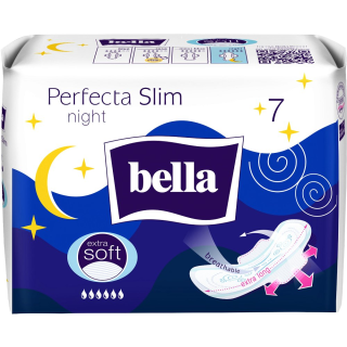 BELLA PERFECTA SLIM NIGHT Дамски превръзки ПАМУК с крилца 7бр.