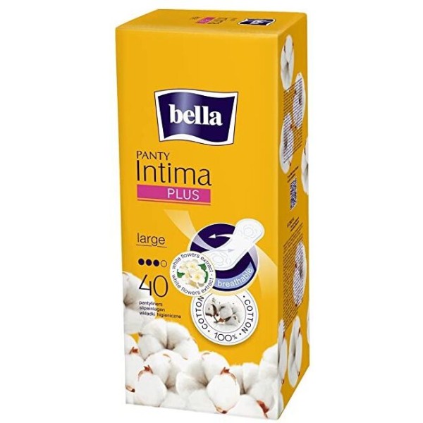 Ежедневни дамски превръзки BELLA PANTY INTIMA PLUS LARGE 100% ПАМУК 40бр.