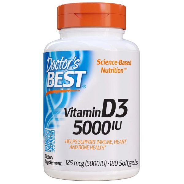 DOCTOR'S BEST Витамин D3 5000 IU, 180 меки капсули