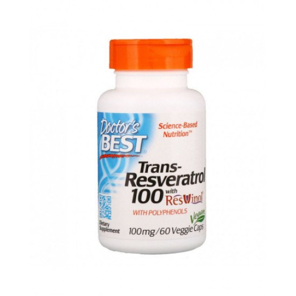 DOCTOR'S BEST Транс-ресвератрол 100 мг, 60 капсули DOCTOR'S BEST Транс-ресвератрол 100 мг, 60 капсули