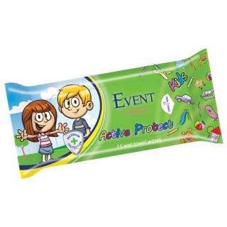 EVENT WET WIPES ACTIVE PROTECT KIDS Детски мокри кърпички 15бр.