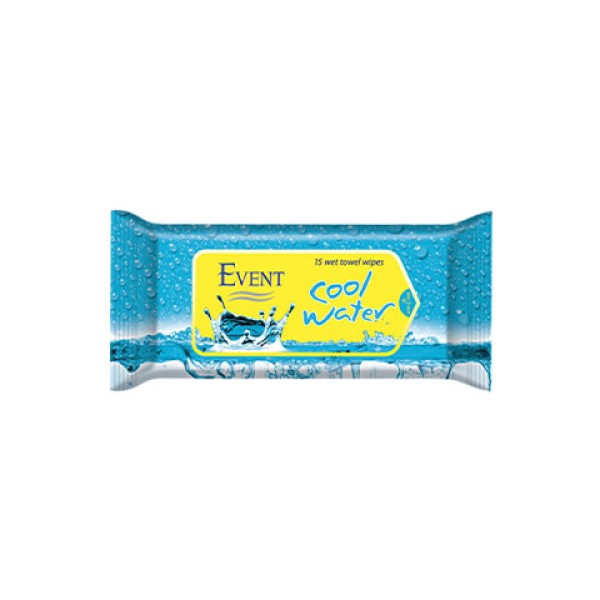 EVENT WET WIPES COOL WATER BLUE Мокри кърпички - сини 15бр.