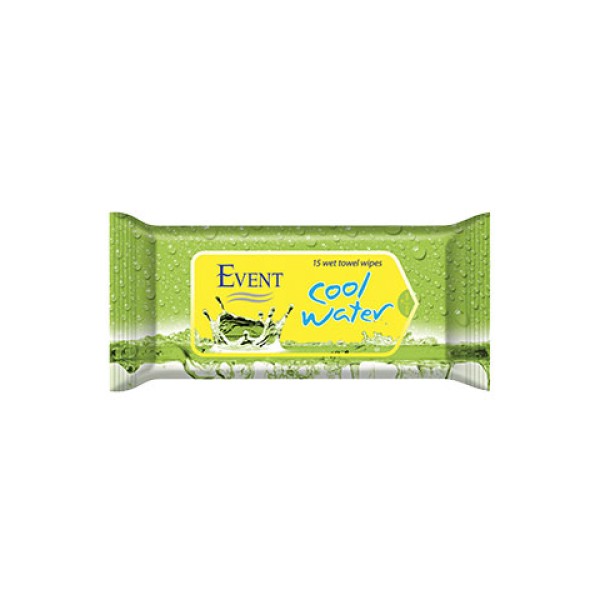EVENT WET WIPES COOL WATER GREEN Мокри кърпички - зелени 15бр.