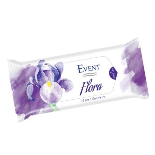 EVENT WET WIPES FLORA GENTLE IRIS Мокри кърпички с аромат на ирис 15бр.