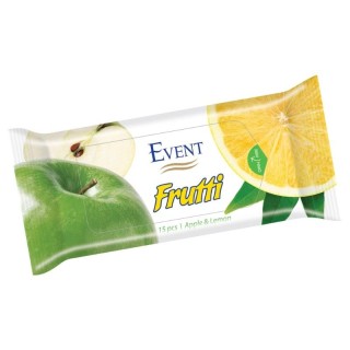 EVENT WET WIPES FRUTTI APPLE & LEMON Мокри кърпички с аромат на ябълка и лимон 15бр.