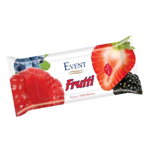 EVENT WET WIPES FRUTTI WILD BERRIES Мокри кърпички с аромат на горски плодове 15бр.