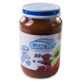 GANCHEV Бебешко плодово пюре Ябълки и Шипки 4+, 190г.