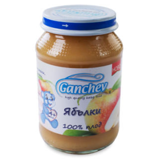 GANCHEV Бебешко плодово пюре 100% плод Ябълки 4+, 190г. GANCHEV Бебешко плодово пюре 100% плод Ябълки 4+, 190г.
