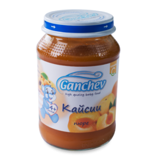 GANCHEV Бебешко плодово пюре Кайсии 4+, 190г.