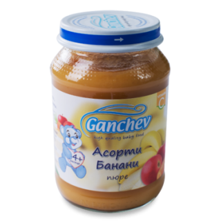 GANCHEV Бебешко плодово пюре Асорти с Банани 4+, 190г.