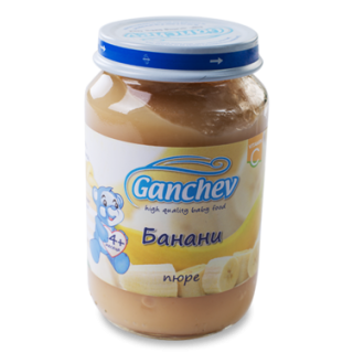 GANCHEV Бебешко плодово пюре Банани 4+, 190г.