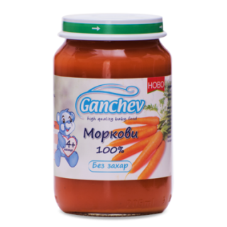 GANCHEV Бебешко зеленчуково пюре 100% Моркови 4+, 190г. GANCHEV Бебешко зеленчуково пюре 100% Моркови 4+, 190г.