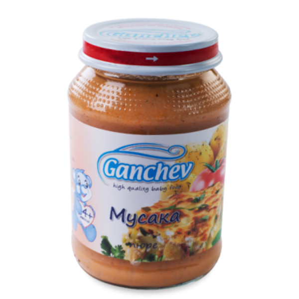 GANCHEV Бебешко месно пюре Мусака 4+, 190гр.