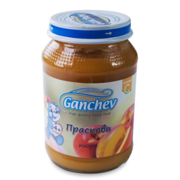 GANCHEV Бебешко плодово пюре Праскови 4+, 190г.