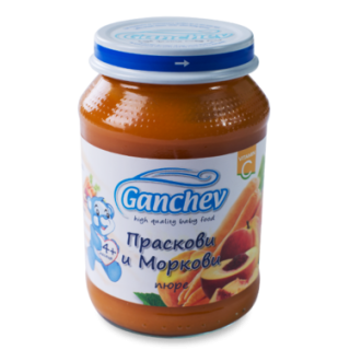 GANCHEV Бебешко плодово пюре Праскови и Моркови 4+, 190г.
