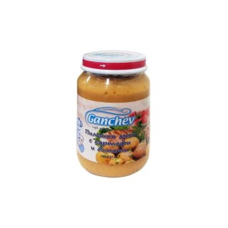 GANCHEV Бебешко месно пюре Пилешко месо с картофи и домати 4+, 190г.