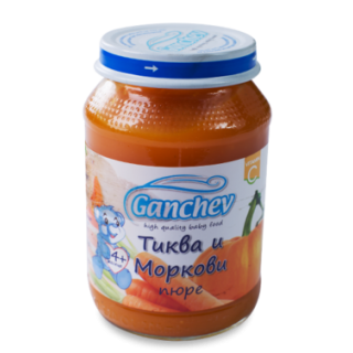 GANCHEV Бебешко плодово пюре от Тиква и Морков 4+, 190г.