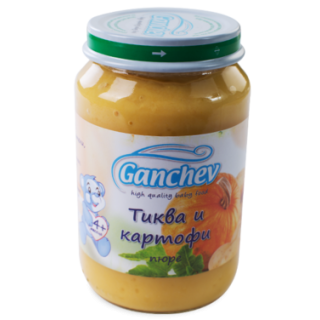 GANCHEV Бебешко зеленчуково пюре Тиква и картофи 4+, 190г.