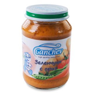 GANCHEV Бебешко зеленчуково пюре Зеленчуци с ориз 4+, 190г. GANCHEV Бебешко зеленчуково пюре Зеленчуци с ориз 4+, 190г.