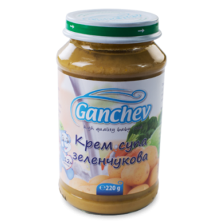 GANCHEV Бебешко зеленчуково пюре Крем супа зеленчукова 12+, 220г.