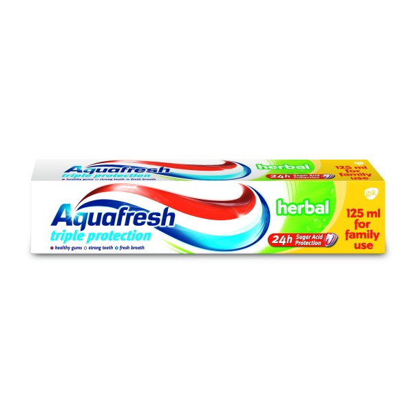 AQUAFRESH TRIPLE ACTION HERBAL Паста за зъби 125мл. AQUAFRESH TRIPLE ACTION HERBAL Паста за зъби 125мл.