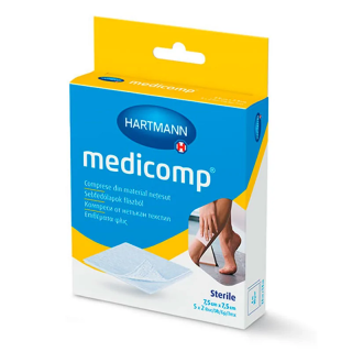 HARTMANN Medicomp Стерилни компреси от нетъкан текстил, 4 дипли, 7.5 х 7.5 см, 50х2 бр./ 5х2 бр.