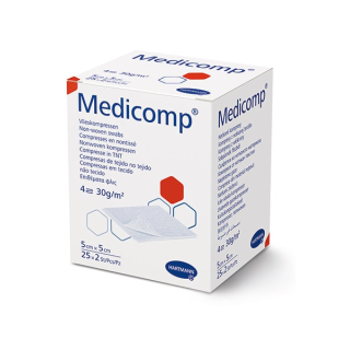 HARTMANN Medicomp Стерилни компреси от нетъкан текстил, 4 дипли, 5 х 5 см, 50х2 бр.