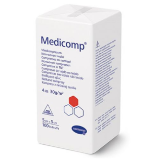 HARTMANN Medicomp Нестерилни компреси от нетъкан текстил, 4 дипли, 100 бр., 5х5 см/ 7.5х7.5 см/ 10х10 см