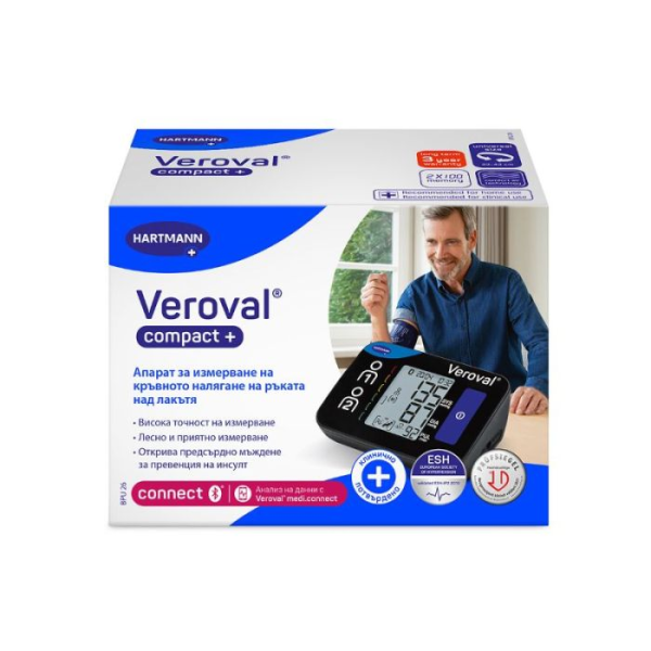 VEROVAL Compact Plus Апарат за измерване на кръвно налягане за ръка над лакътя, 1 бр., 925104 VEROVAL Compact Plus Апарат за измерване на кръвно налягане за ръка над лакътя, 1 бр., 925104