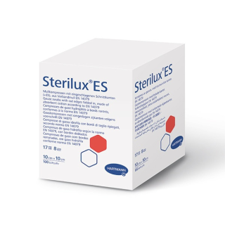 HARTMANN Sterilux Нестерилни марлени компреси, 8 дипли, 100 бр., Размери: 5 х 5 см/ 7.5 х 7.5 см/ 10 х 10 см