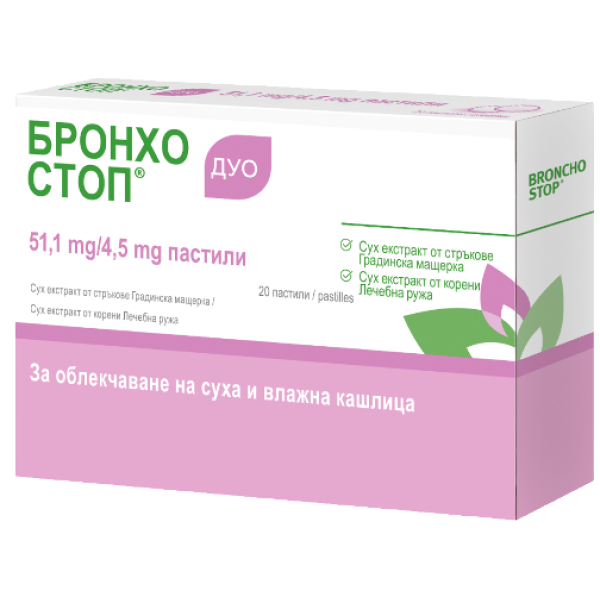 БРОНХОСТОП ДУО пастили х20 БРОНХОСТОП ДУО пастили х20