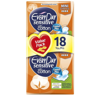 EVERYDAY Sensitive With Cotton Mini Дамски превръзки, 10 бр./18 бр.