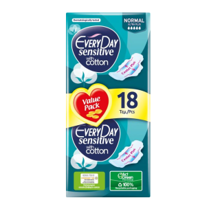 EVERYDAY Sensitive With Cotton Normal Дамски превръзки, 10 бр./18 бр.