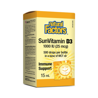 NATURAL FACTORS Витамин D3 1000 IU течен, 15 мл