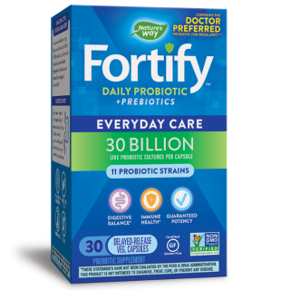NATURE'S WAY Fortify Daily Probiotic + Prebiotic 30 млрд. активни пробиотици, 30 капсули