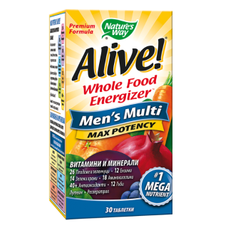 NATURE'S WAY Alive! Мултивитамини за мъже, 30 таблетки