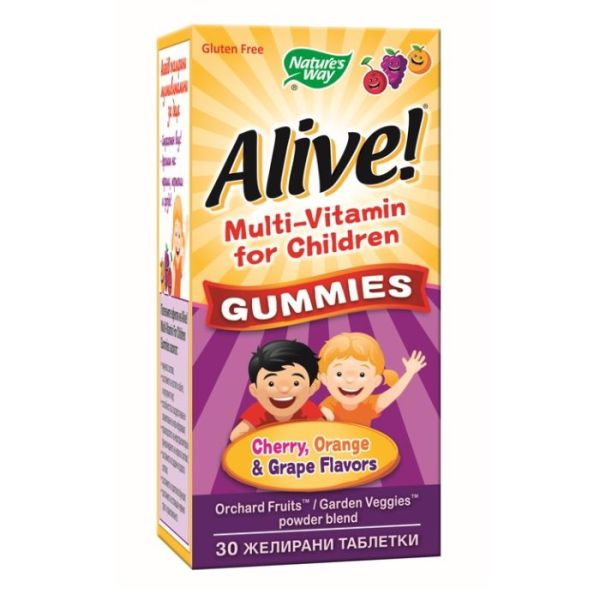 NATURE'S WAY Alive! Мултивитамини за деца желирани, 30 таблетки NATURE'S WAY Alive! Мултивитамини за деца желирани, 30 таблетки
