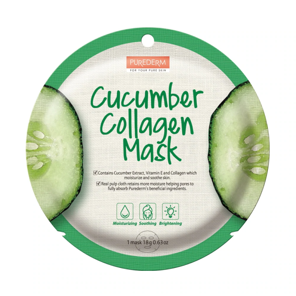 PUREDERM CUCUMBER COLLAGEN MASK Колагенова лист-маска за лице с краставица 1бр.