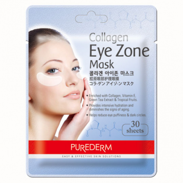 PUREDERM Пачове за очи с Колаген, Зелен чай и Витамин Е, 30бр