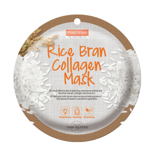 PUREDERM RICE BRAN COLLAGEN MASK Колагенова лист-маска за лице с оризови трици 1бр.