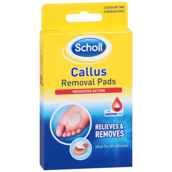SCHOLL CALLUS REMOVAL PADS Шол възглавнички за премахване на мазоли 4бр.