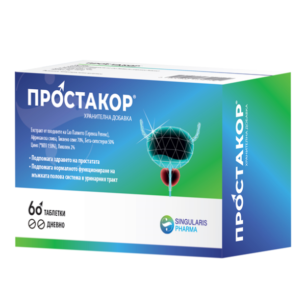 SINGULARIS Простакор подпомага функцията на простатата, 60 таблетки