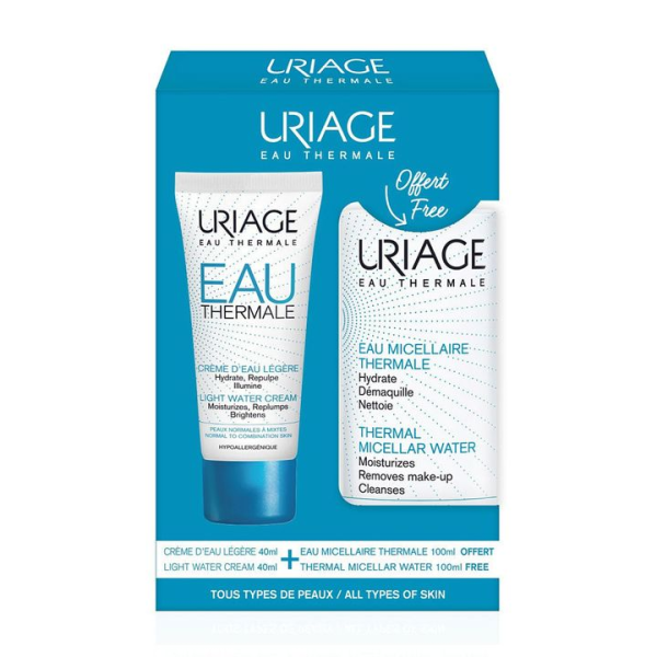 URIAGE EAU Thermale Комплект Лек термален крем, 40 мл и Термална мицеларна вода, 100 мл