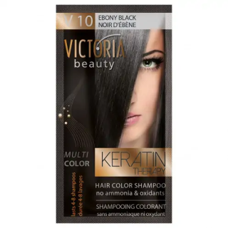 VICTORIA BEAUTY Шампоан оцветител - боя за коса без амоняк, ЧЕРНО, 40мл, № 10 VICTORIA BEAUTY Шампоан оцветител - боя за коса без амоняк, ЧЕРНО, 40мл, № 10