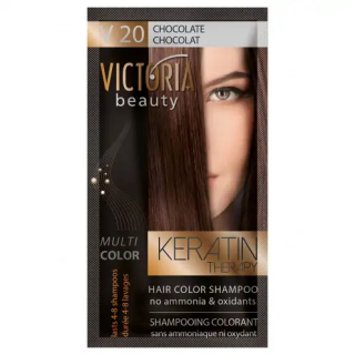 VICTORIA BEAUTY Шампоан оцветител - боя за коса без амоняк, ШОКОЛАД, 40мл, № 20