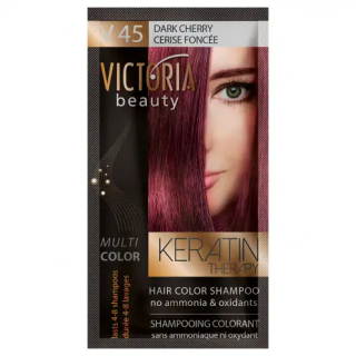 VICTORIA BEAUTY Шампоан оцветител - боя за коса без амоняк, ТЪМНА ЧЕРЕША, 40мл, № 45